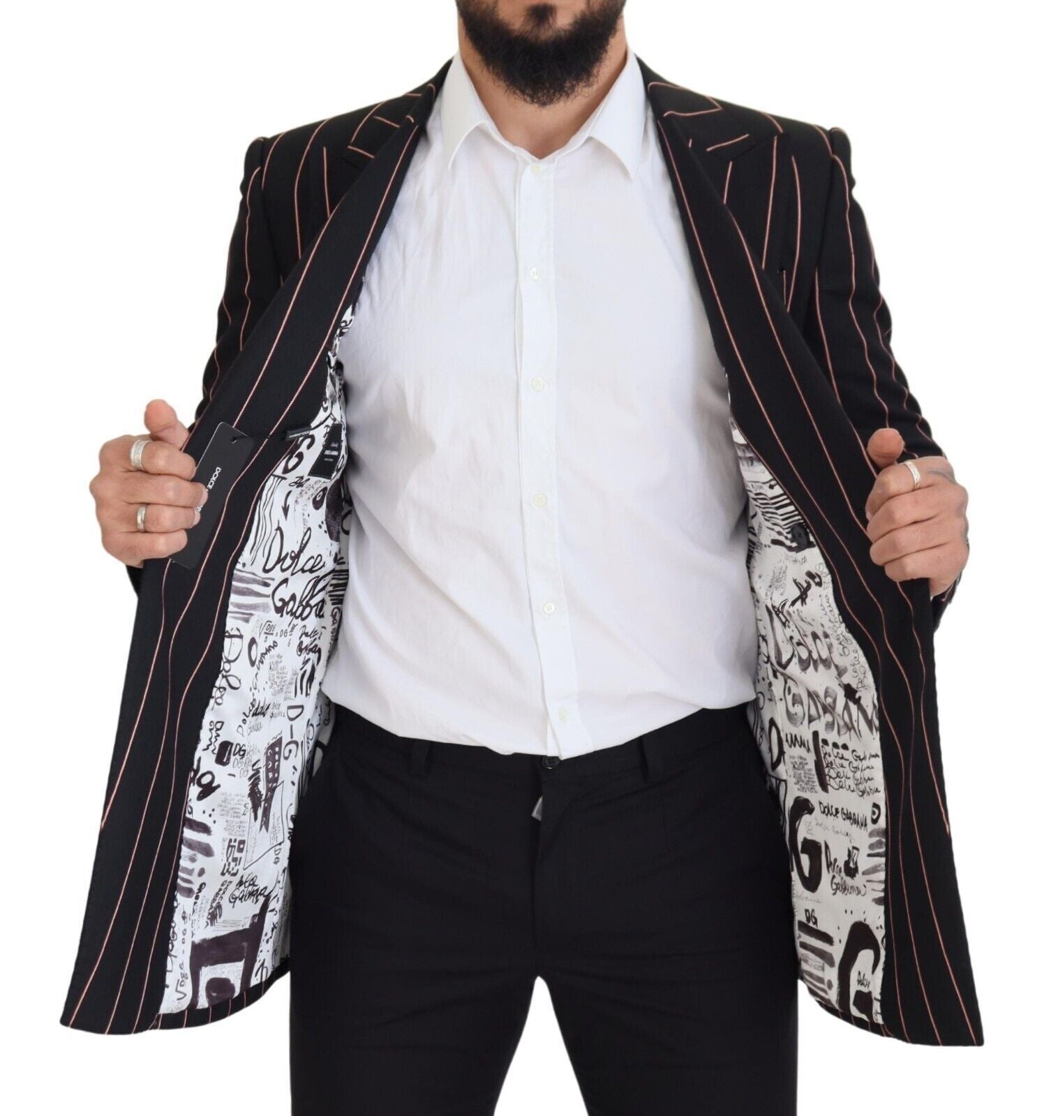 Dolce &amp; Gabbana Eleganter Slim Fit Zweireihiger Schwarzer Blazer