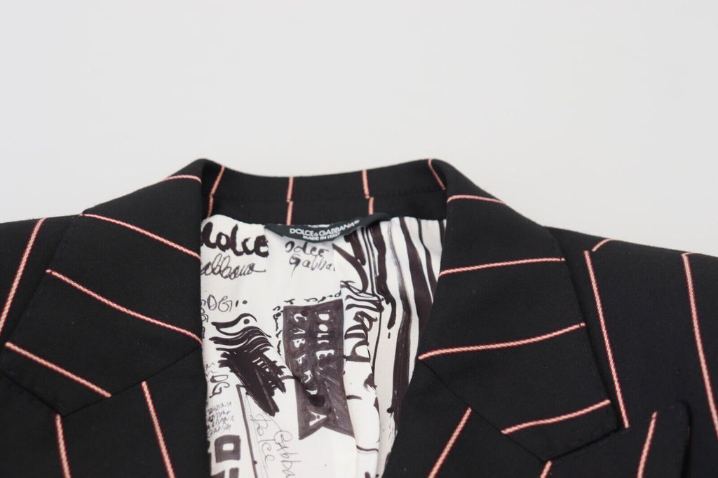 Dolce &amp; Gabbana Eleganter Slim Fit Zweireihiger Schwarzer Blazer