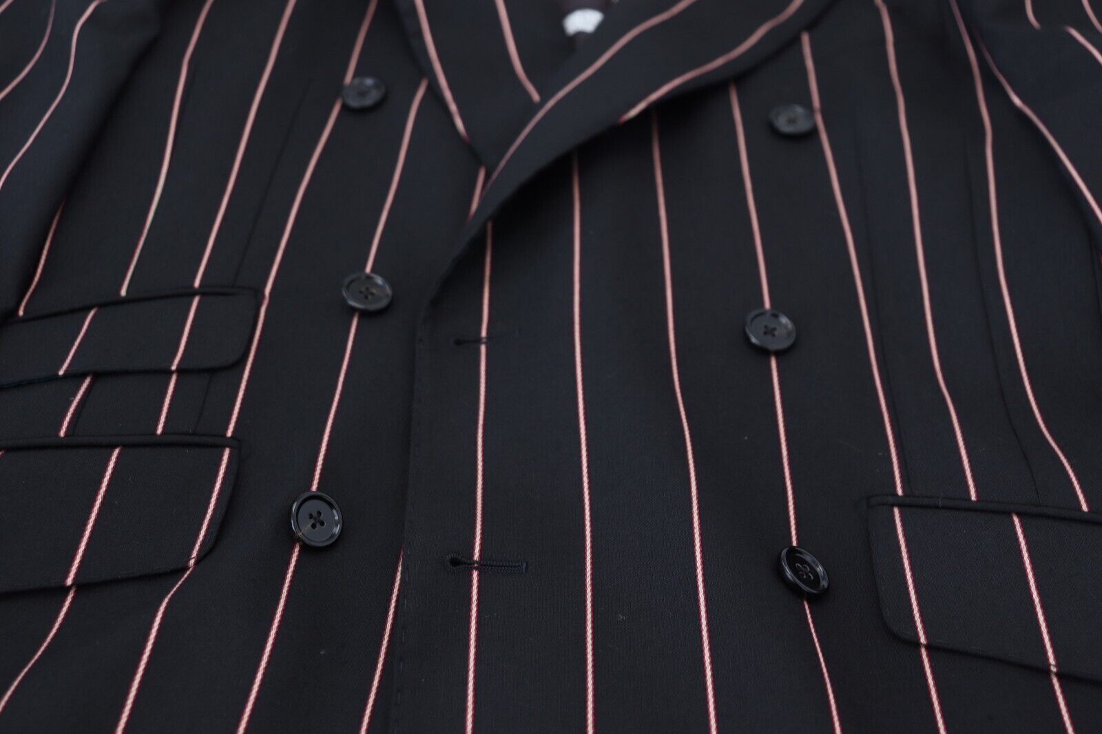 Dolce &amp; Gabbana Eleganter Slim Fit Zweireihiger Schwarzer Blazer