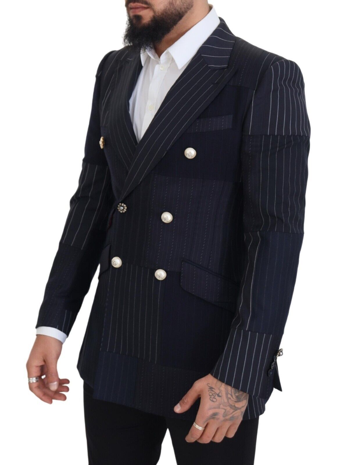 Dolce &amp; Gabbana – Marineblauer, zweireihiger Slim-Fit-Blazer