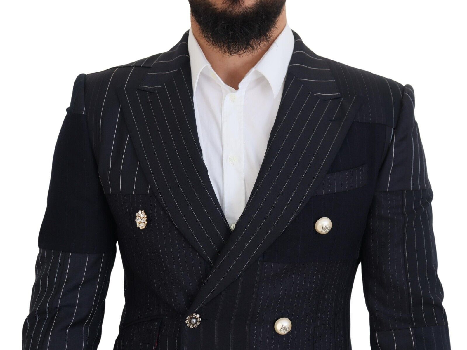 Dolce &amp; Gabbana – Marineblauer, zweireihiger Slim-Fit-Blazer