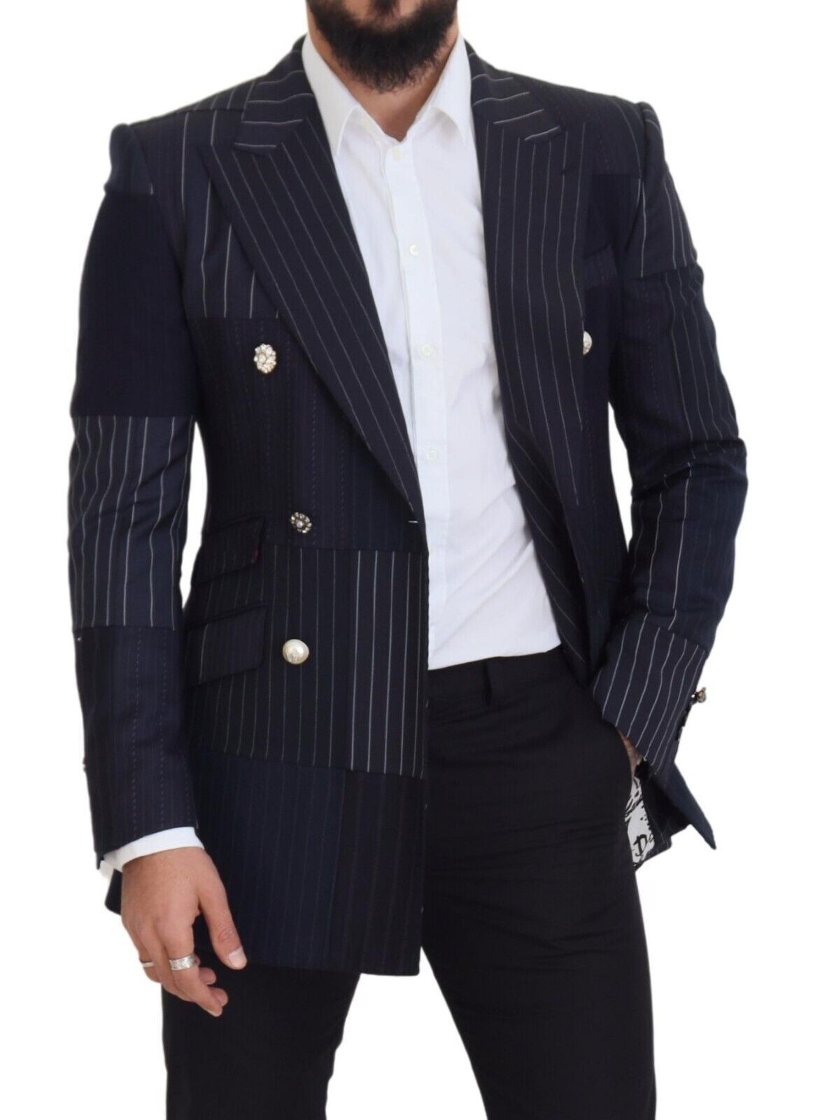 Dolce &amp; Gabbana – Marineblauer, zweireihiger Slim-Fit-Blazer