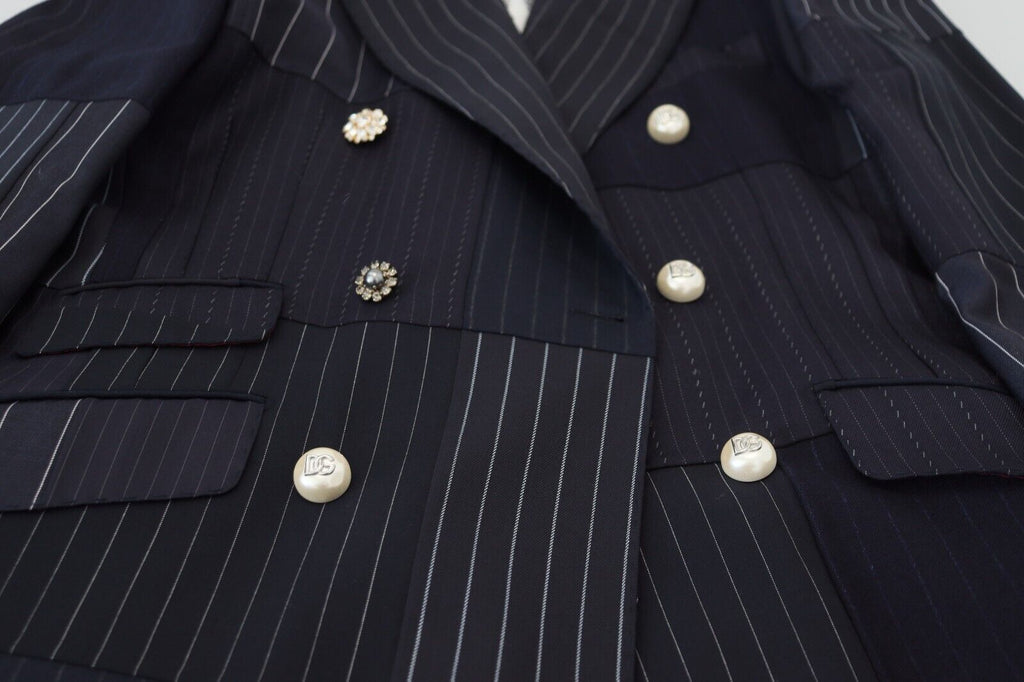 Dolce &amp; Gabbana – Marineblauer, zweireihiger Slim-Fit-Blazer