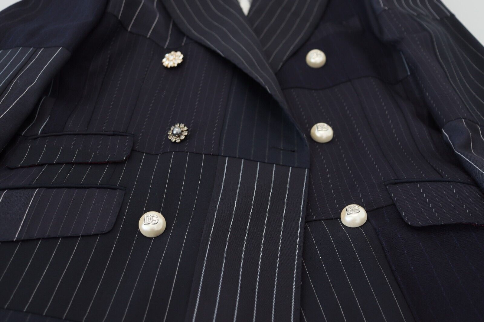 Dolce &amp; Gabbana – Marineblauer, zweireihiger Slim-Fit-Blazer