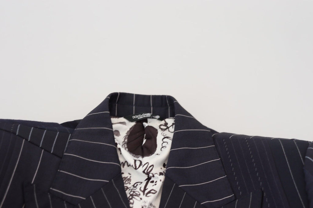 Dolce &amp; Gabbana – Marineblauer, zweireihiger Slim-Fit-Blazer