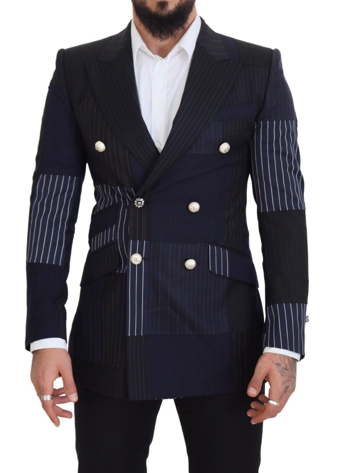 Dolce &amp; Gabbana Eleganter, marineblauer, zweireihiger Wollblazer
