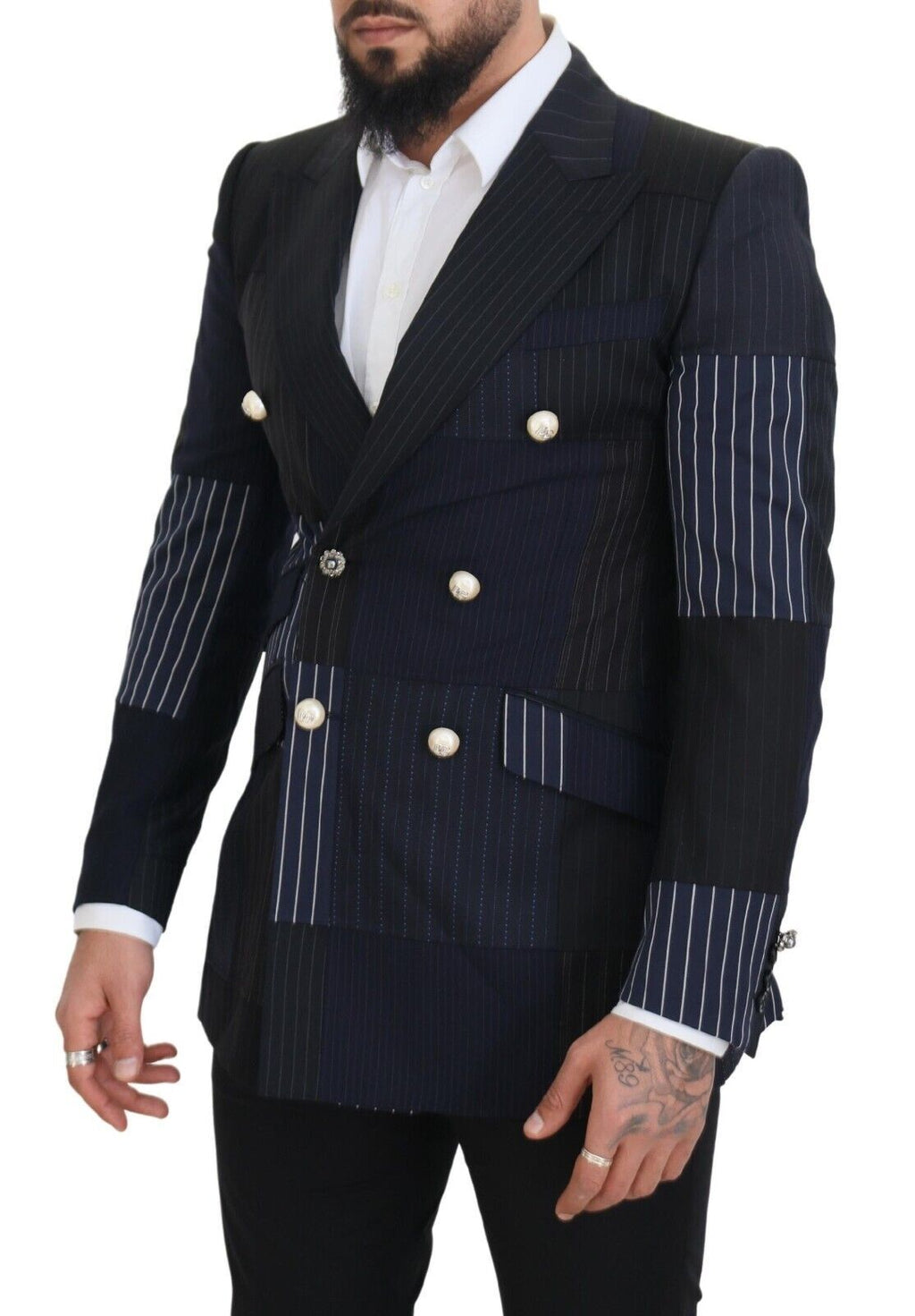 Dolce &amp; Gabbana Eleganter, marineblauer, zweireihiger Wollblazer