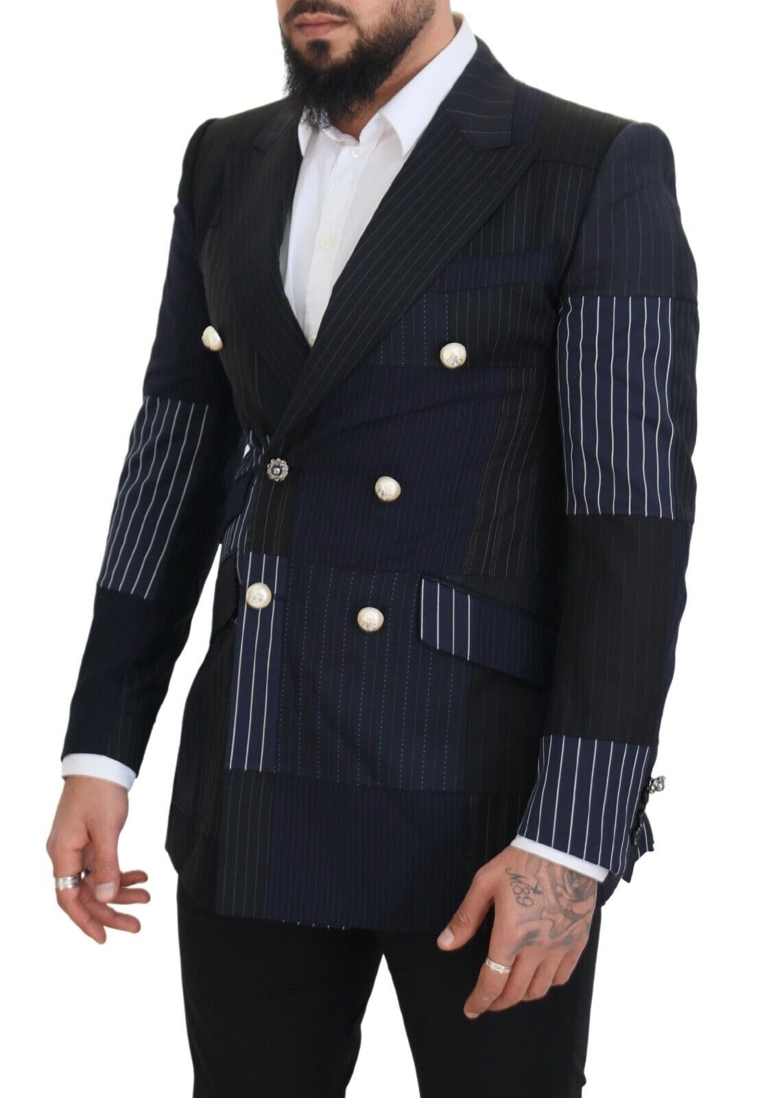 Dolce &amp; Gabbana Eleganter, marineblauer, zweireihiger Wollblazer