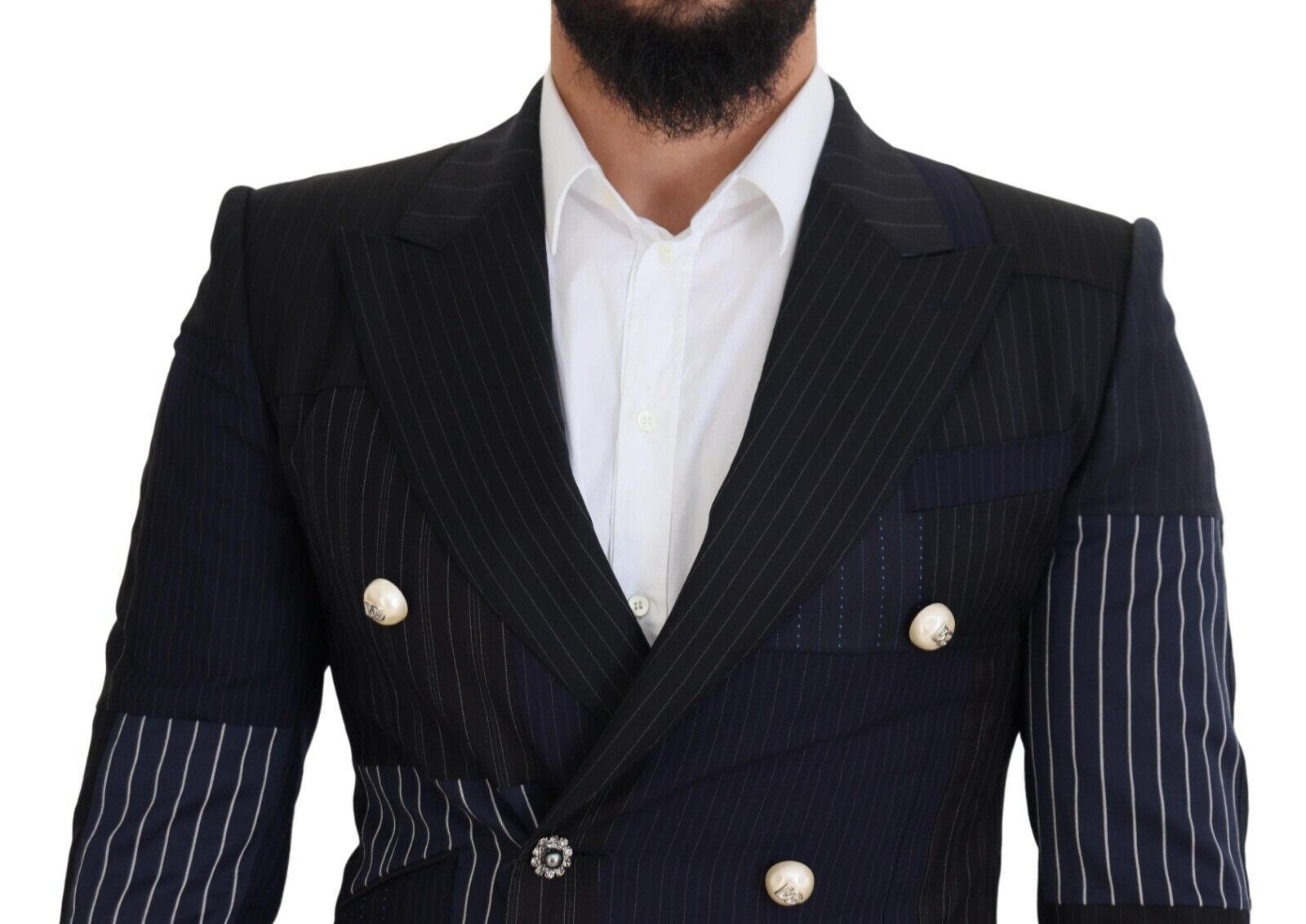 Dolce &amp; Gabbana Eleganter, marineblauer, zweireihiger Wollblazer