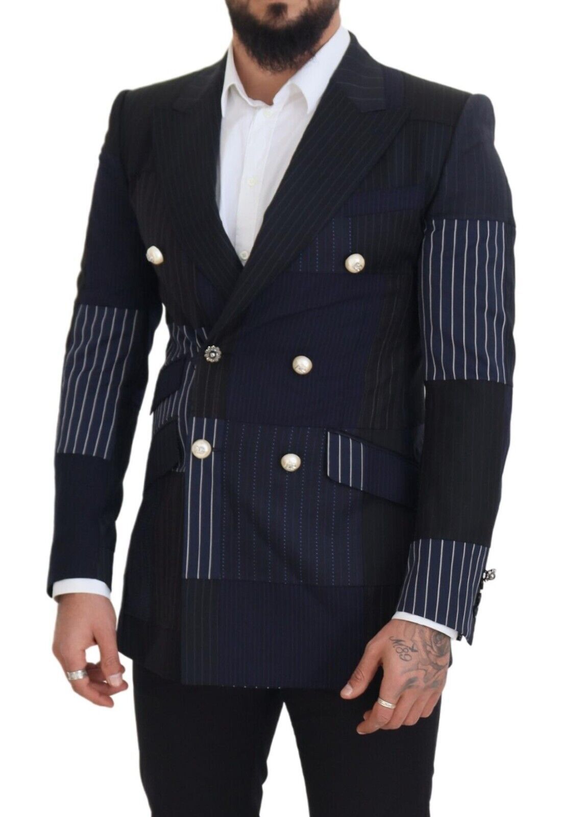 Dolce &amp; Gabbana Eleganter, marineblauer, zweireihiger Wollblazer