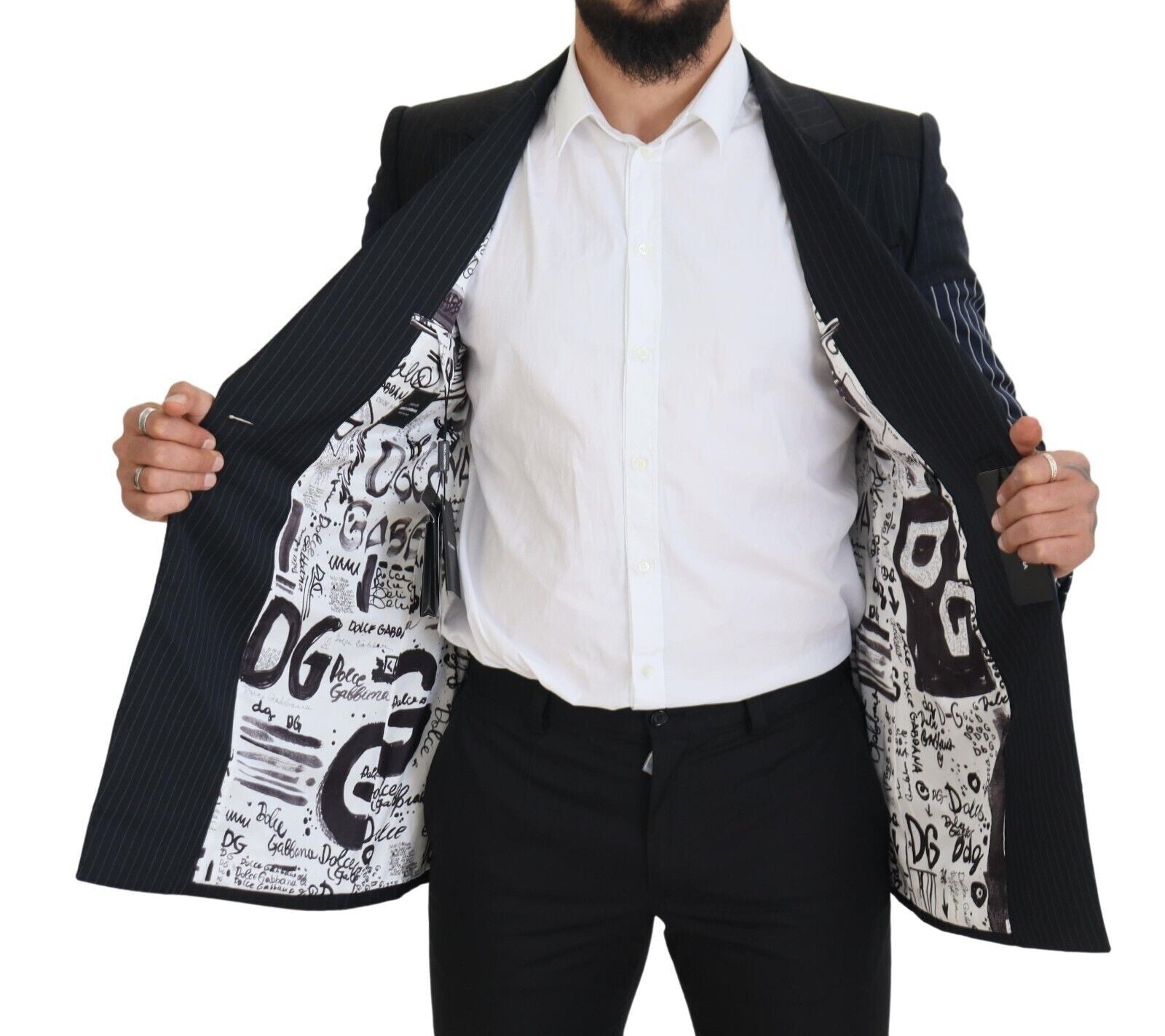 Dolce &amp; Gabbana Eleganter, marineblauer, zweireihiger Wollblazer