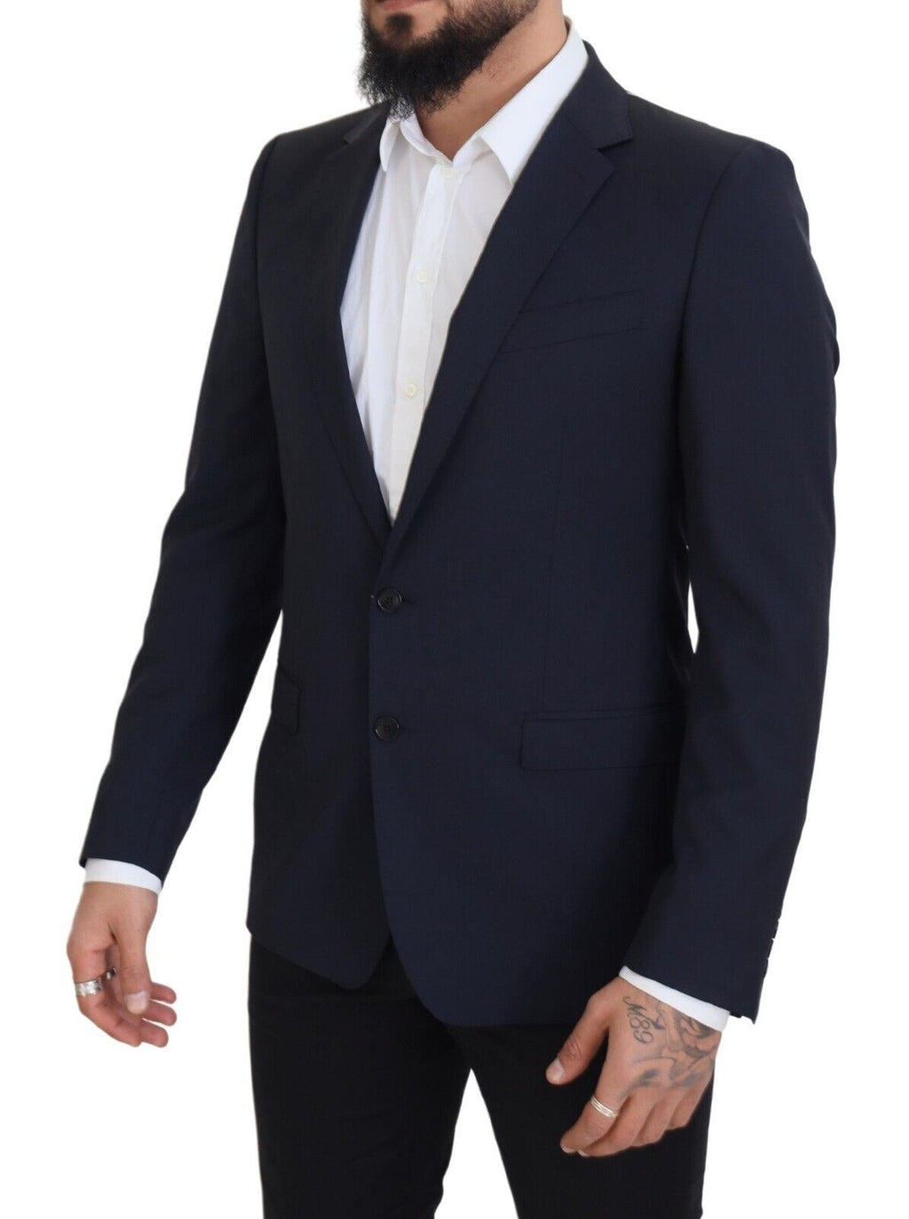 Dolce &amp; Gabbana Eleganter dunkelblauer Slim Fit Wollblazer