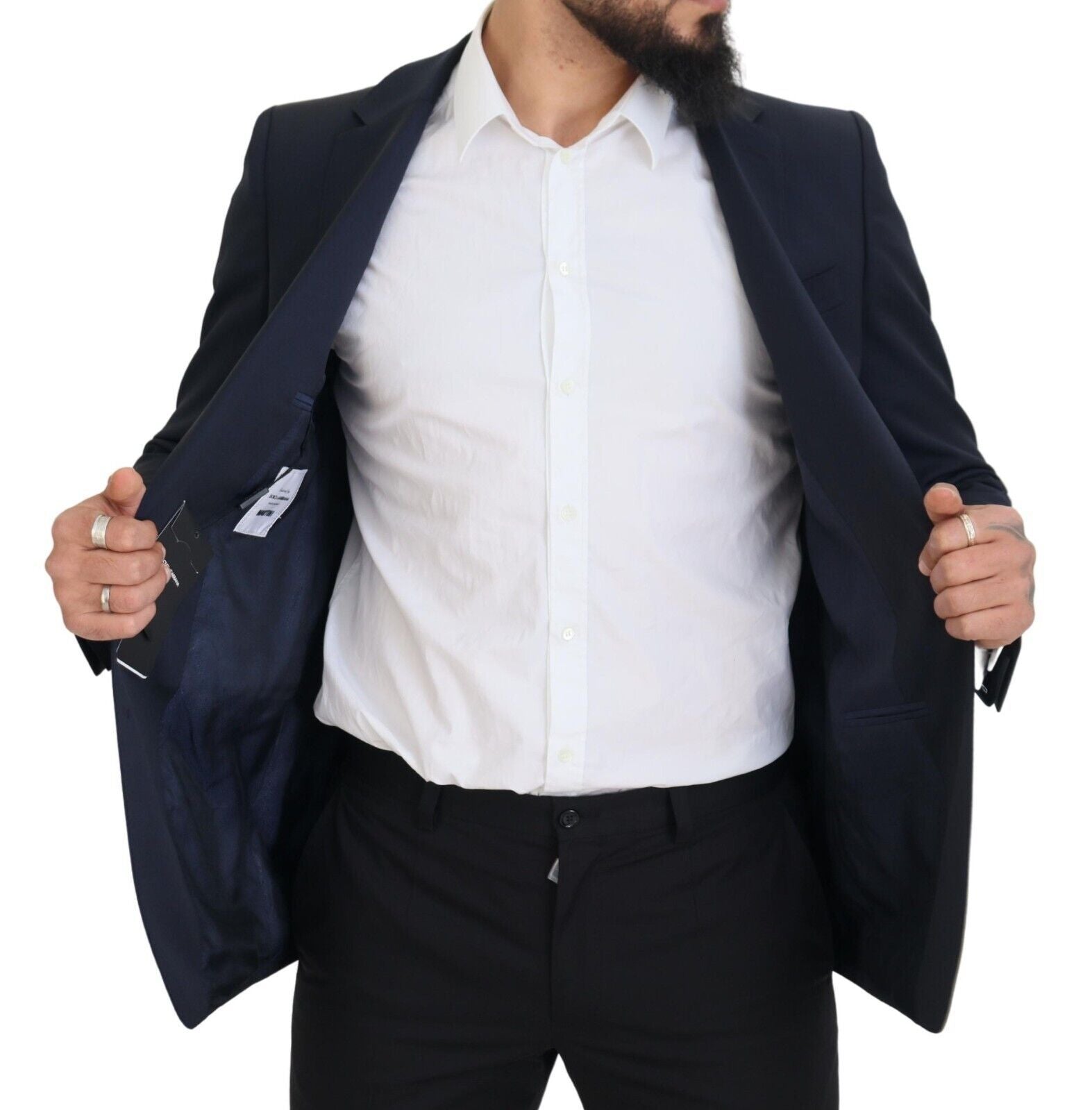 Dolce &amp; Gabbana Eleganter dunkelblauer Slim Fit Wollblazer