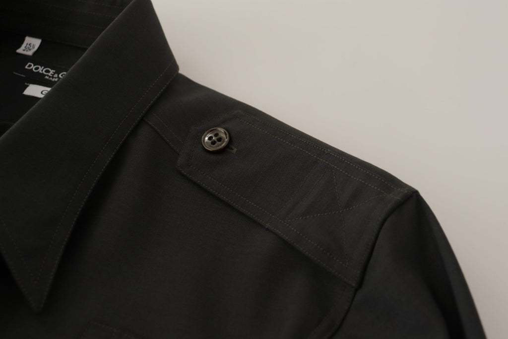 Dolce &amp; Gabbana Elegantes Slim Fit-Hemd aus dunkelgrüner Baumwolle