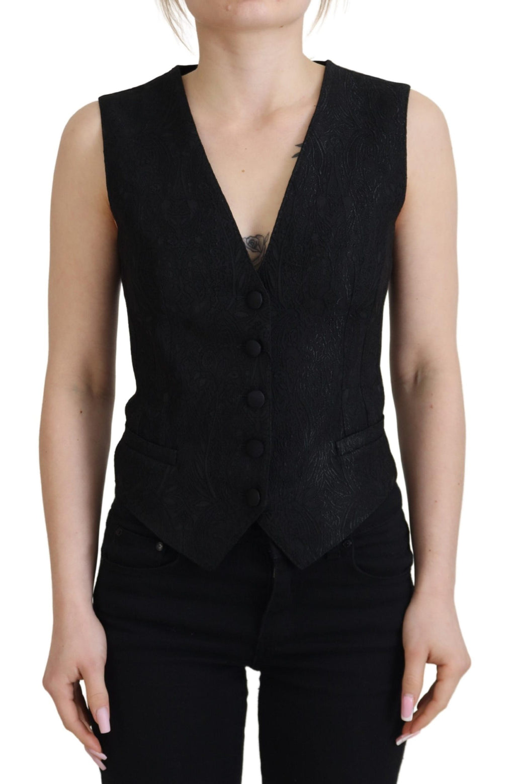 Dolce &amp; Gabbana Elegante Weste aus schwarzer Seidenmischung