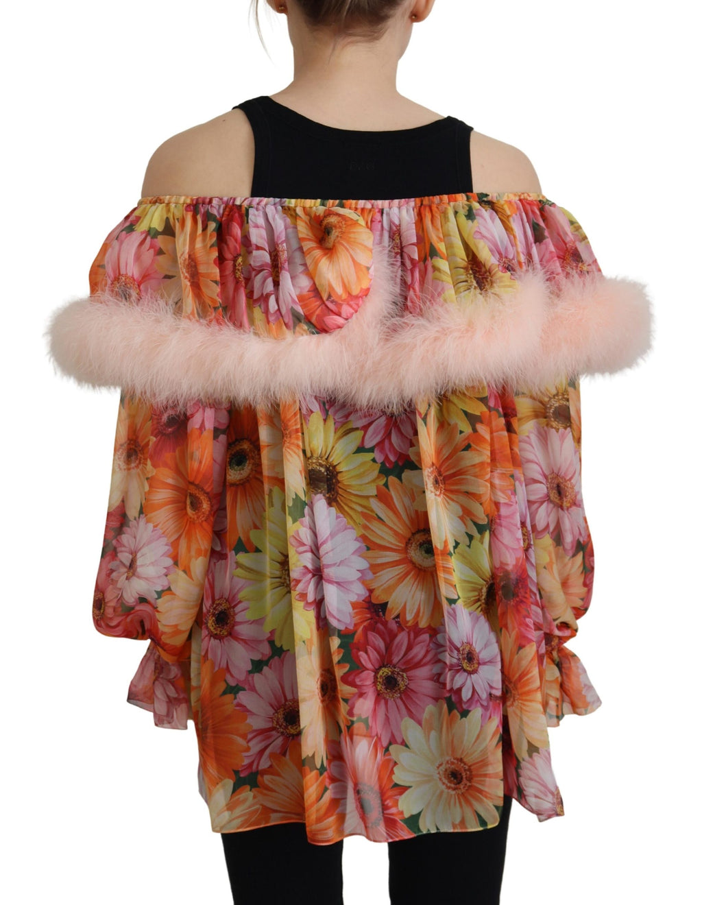 Dolce &amp; Gabbana Elegante schulterfreie Seidenbluse mit Blumenmuster