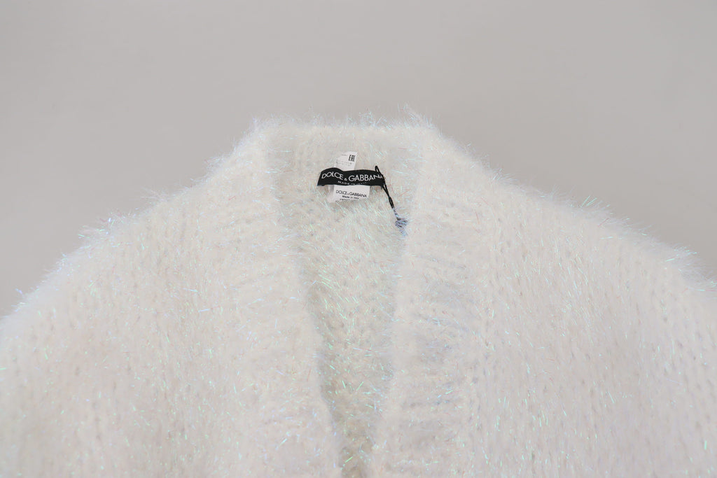 Dolce &amp; Gabbana Elegante weiße Strickjacke mit langen Ärmeln