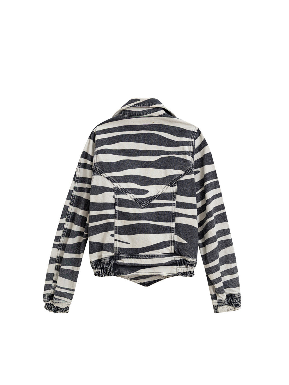 Retrofête Black and White Denim Short Double-Breasted Jacket – Siebentaschen