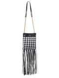 Versace Pied-de-poule shoulder bag with fringes