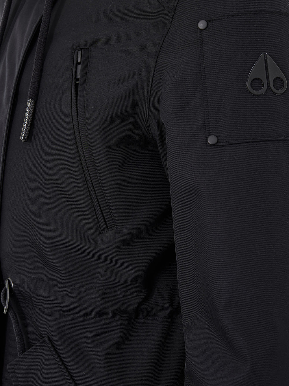 Drawstring Parka in Black with Sheep Fur Moose Knuckles