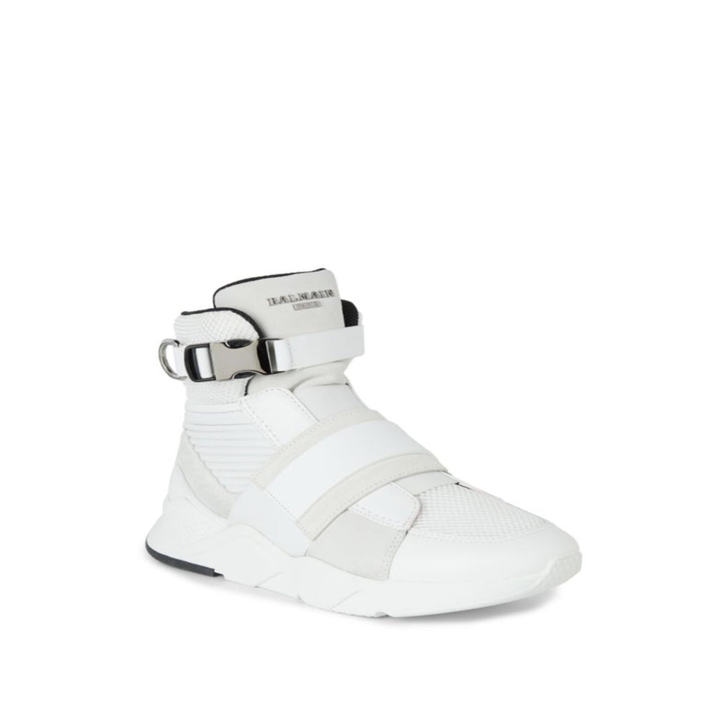 Balmain Exton Mixed-Media High-Top Sneakers