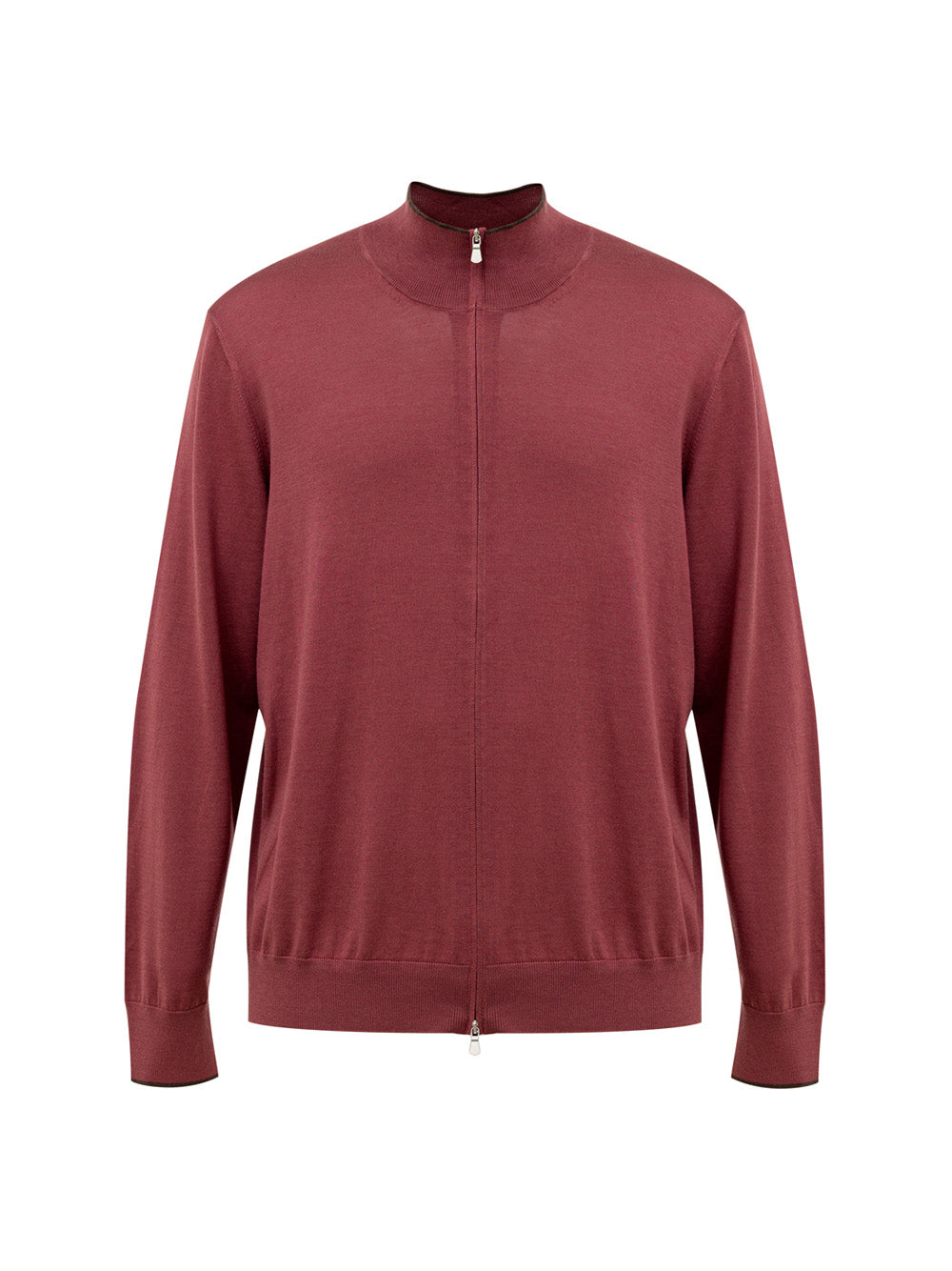 Gran Sasso Men's Red Cotton-Silk Zip Long-Sleeve Top – Siebentaschen