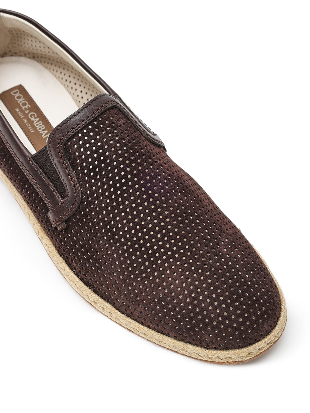 Dolce & Gabbana Brown Perforated Suede Slipper