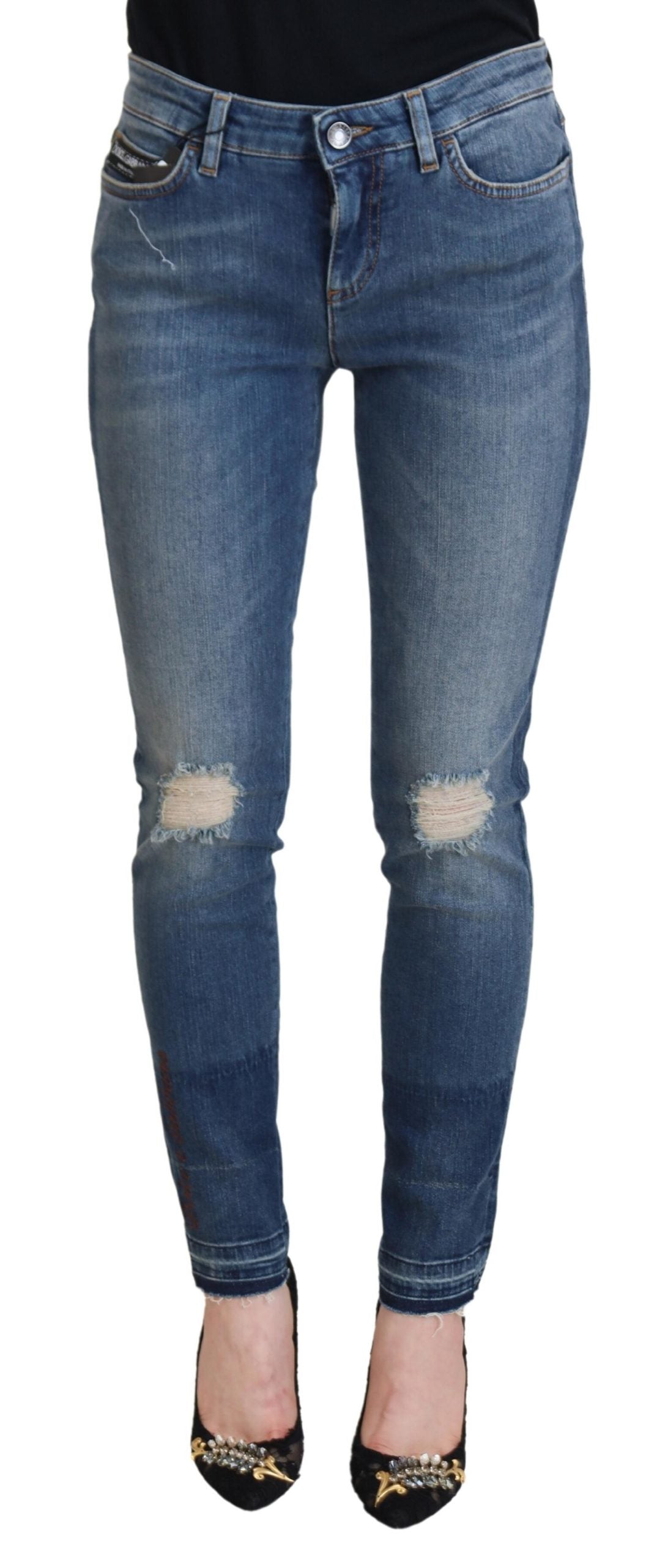 Dolce &amp; Gabbana Elegante zerfetzte Jeanshose – Schicke Freizeitkleidung