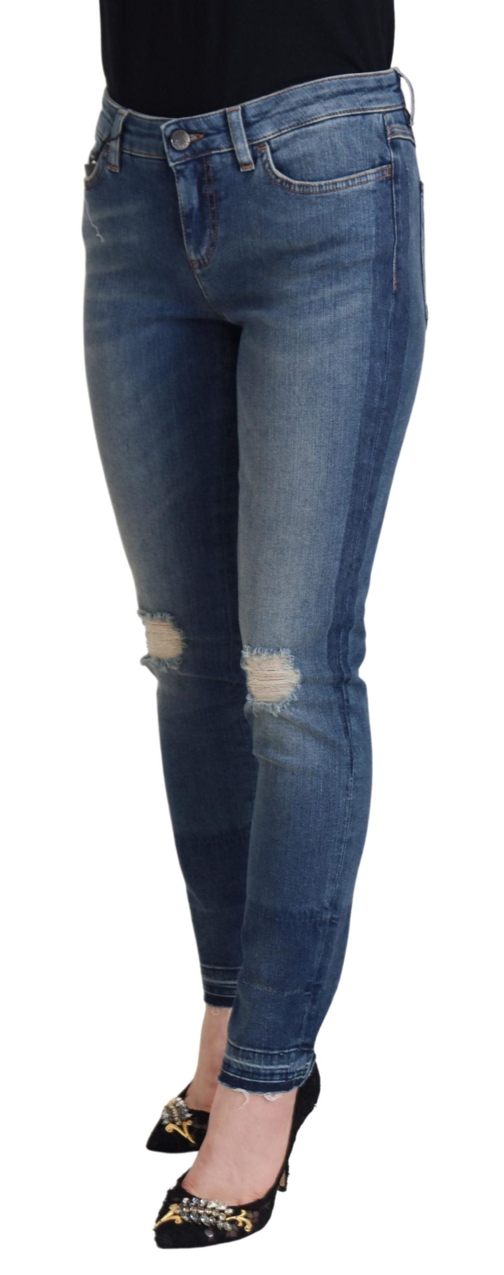 Dolce &amp; Gabbana Elegante zerfetzte Jeanshose – Schicke Freizeitkleidung