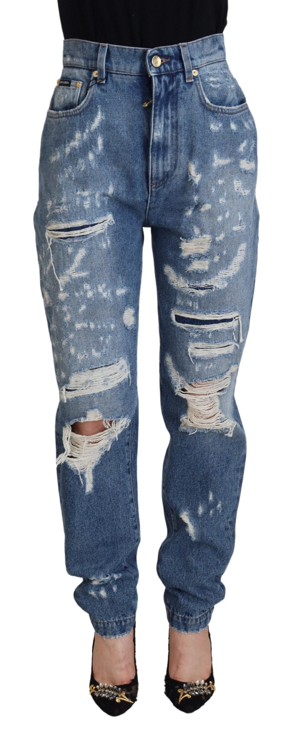 Dolce &amp; Gabbana Chic zerfetzte Jeanshose - Indigo Essence