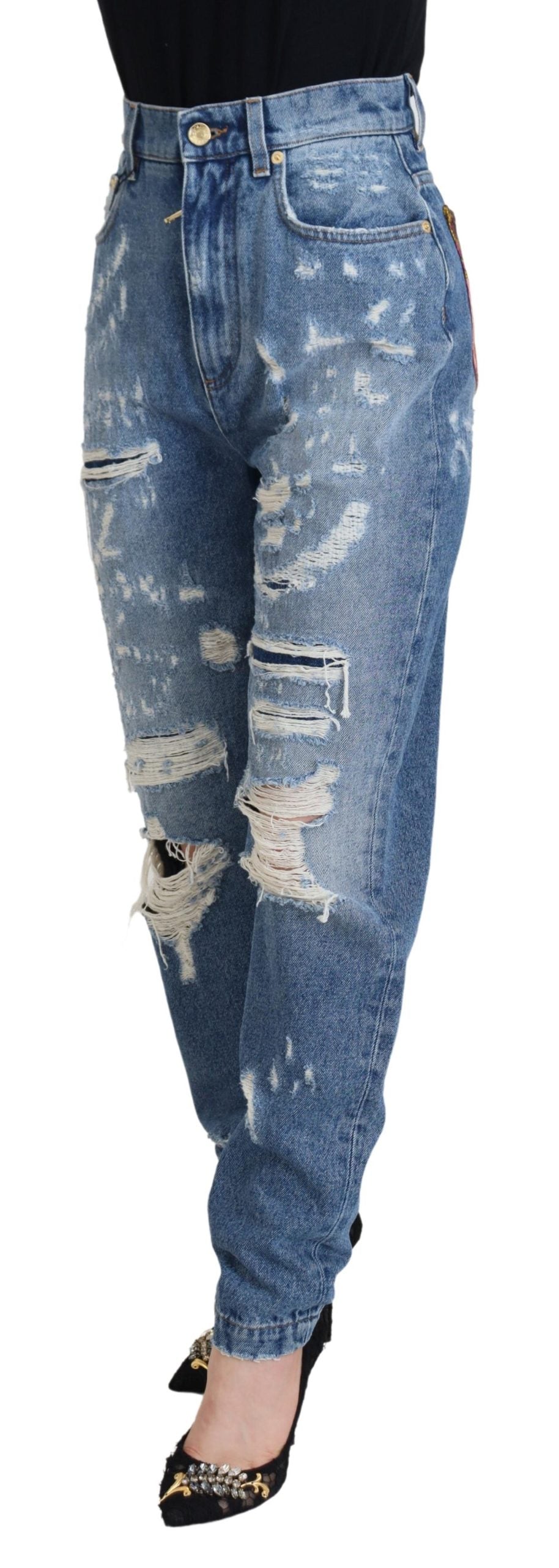 Dolce &amp; Gabbana Chic zerfetzte Jeanshose - Indigo Essence