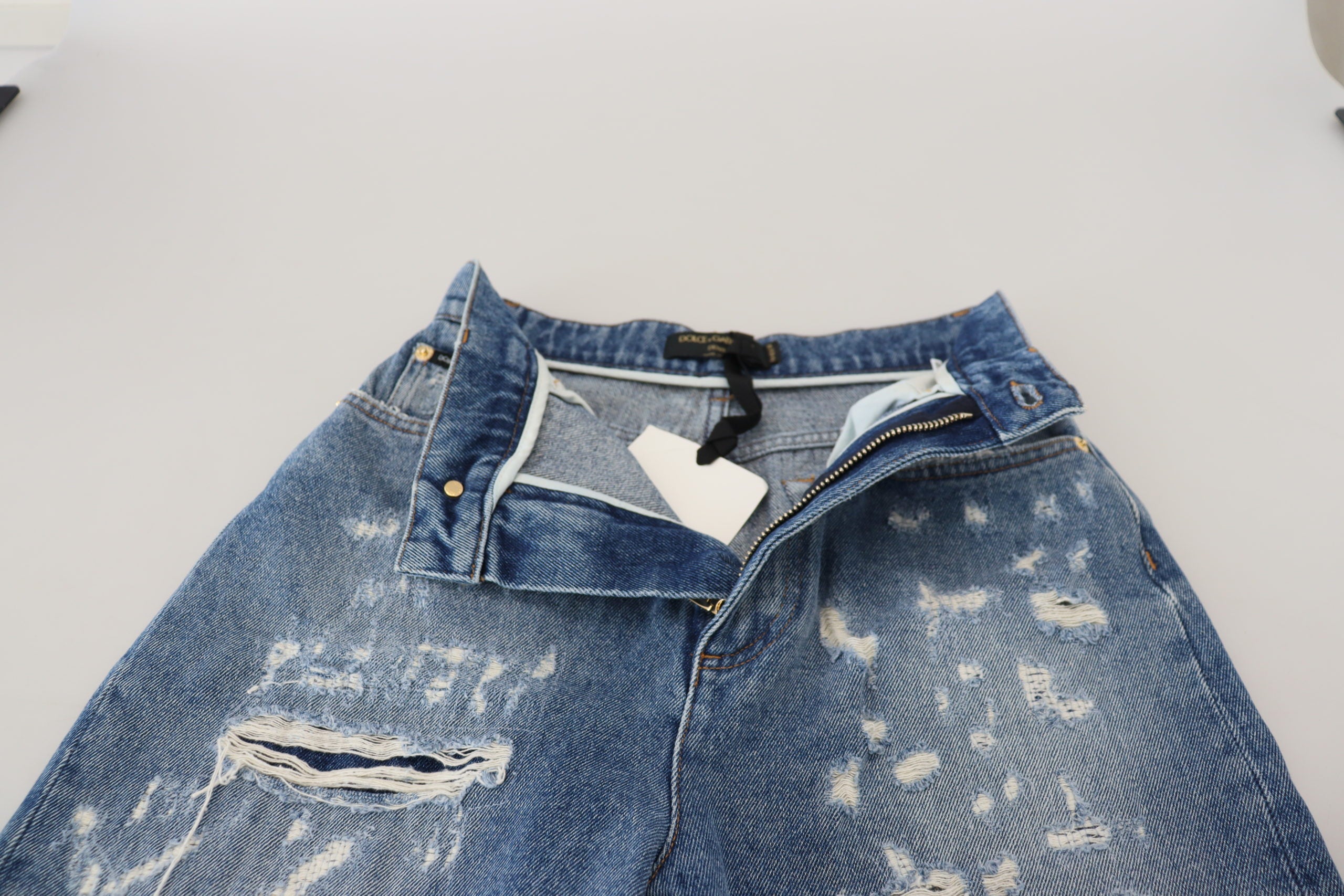 Dolce &amp; Gabbana Chic zerfetzte Jeanshose - Indigo Essence