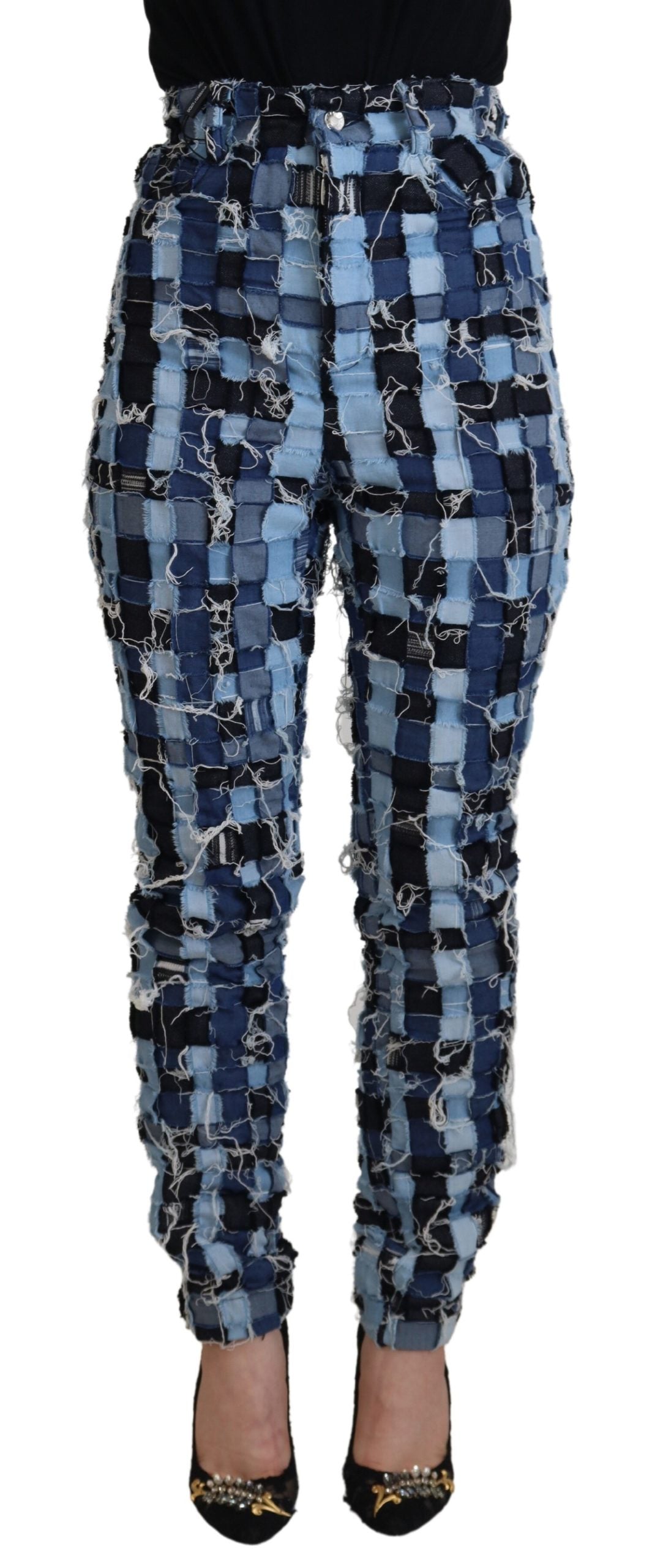 Dolce &amp; Gabbana – Mehrfarbige Skinny-Jeans mit Patchwork und hoher Taille