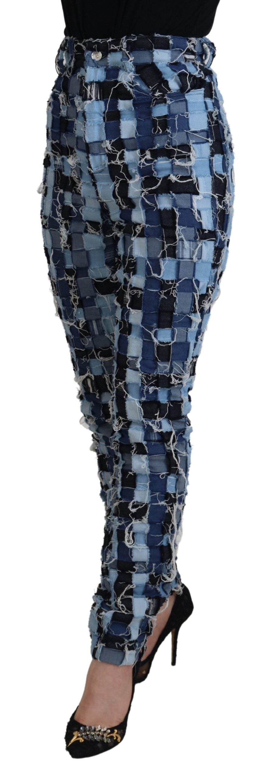 Dolce &amp; Gabbana – Mehrfarbige Skinny-Jeans mit Patchwork und hoher Taille