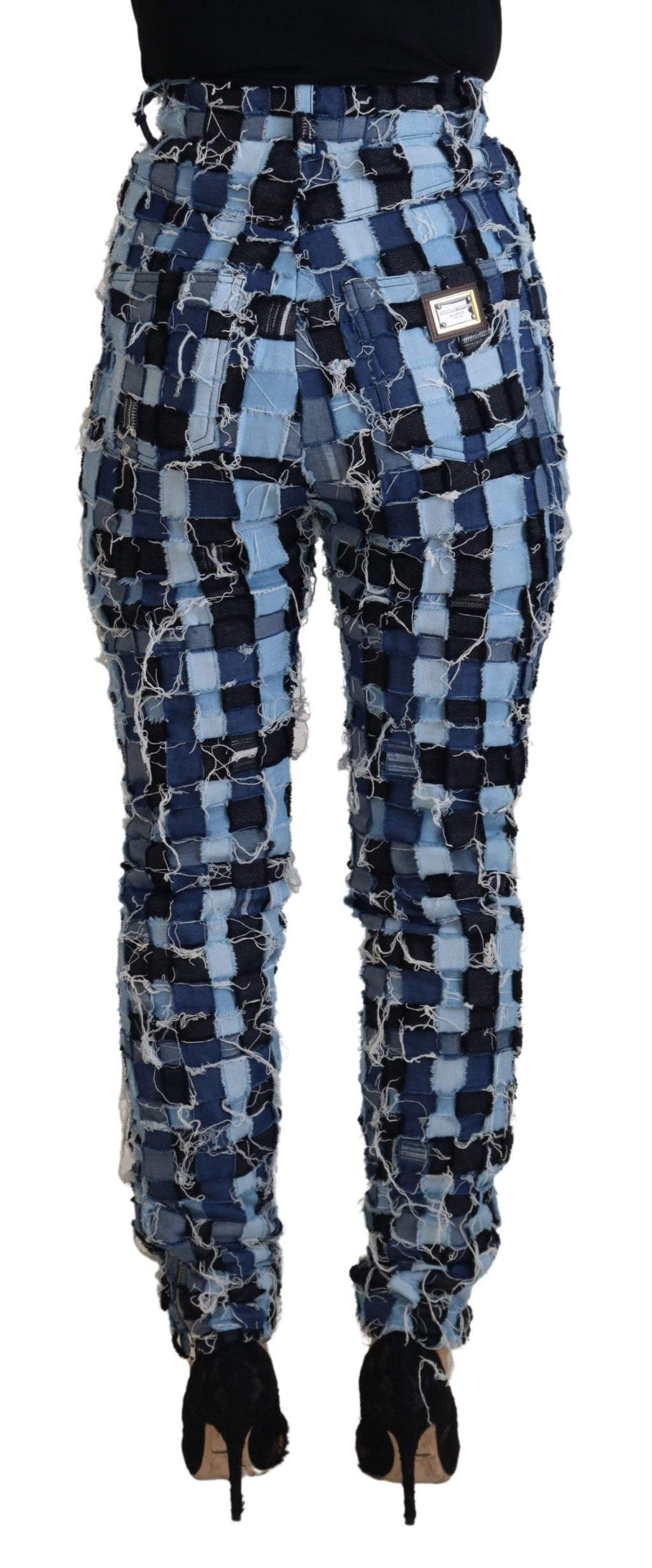 Dolce &amp; Gabbana – Mehrfarbige Skinny-Jeans mit Patchwork und hoher Taille