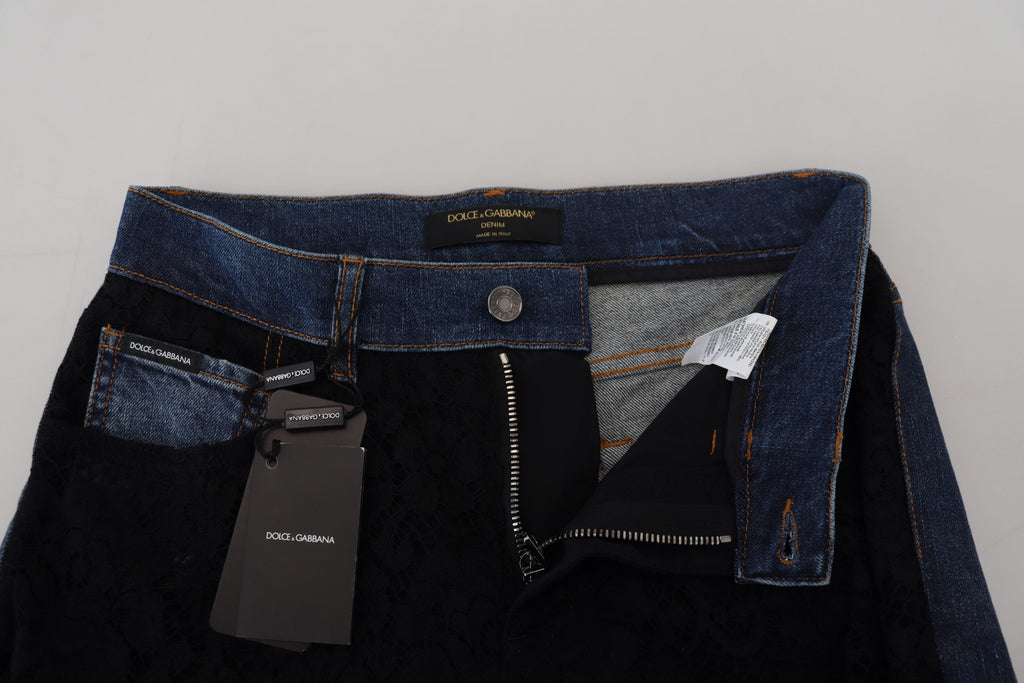 Dolce &amp; Gabbana Eleganter Denim mit floraler Spitze vorne