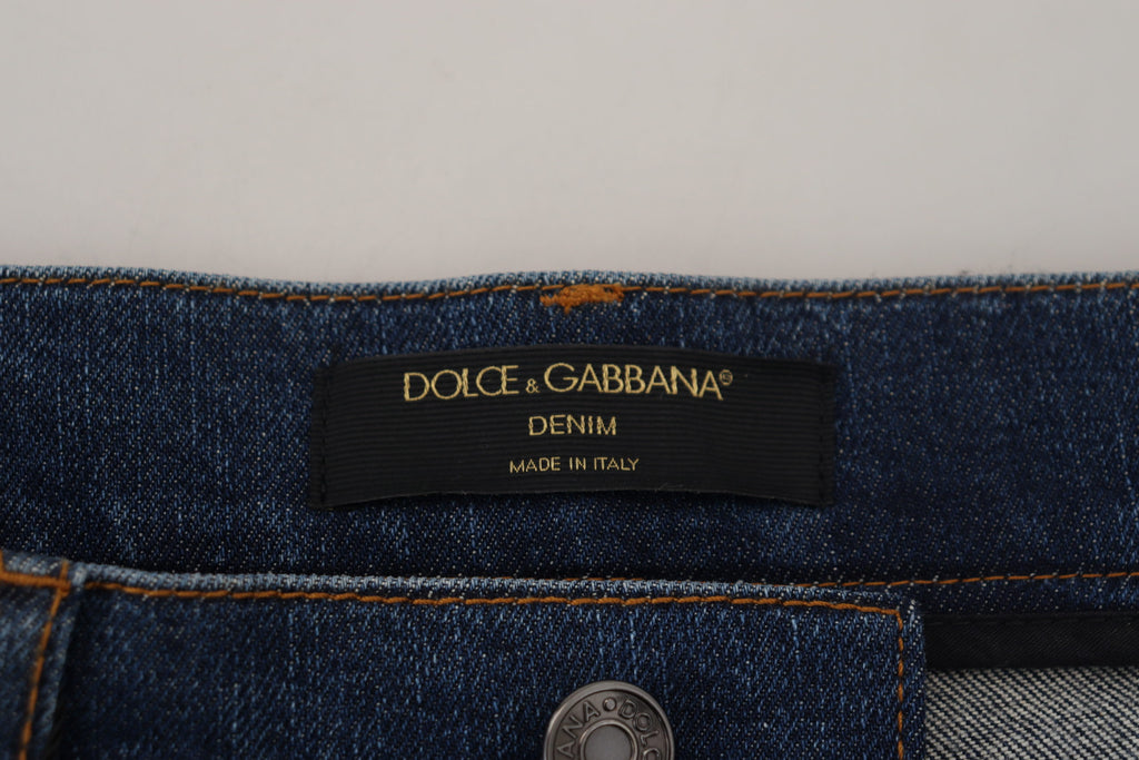Dolce &amp; Gabbana Eleganter Denim mit floraler Spitze vorne