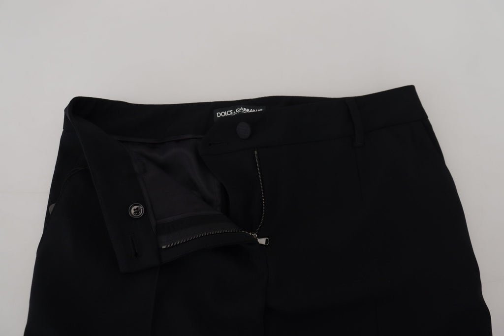 Dolce &amp; Gabbana Elegante schwarze Hose aus Woll-Seiden-Mix