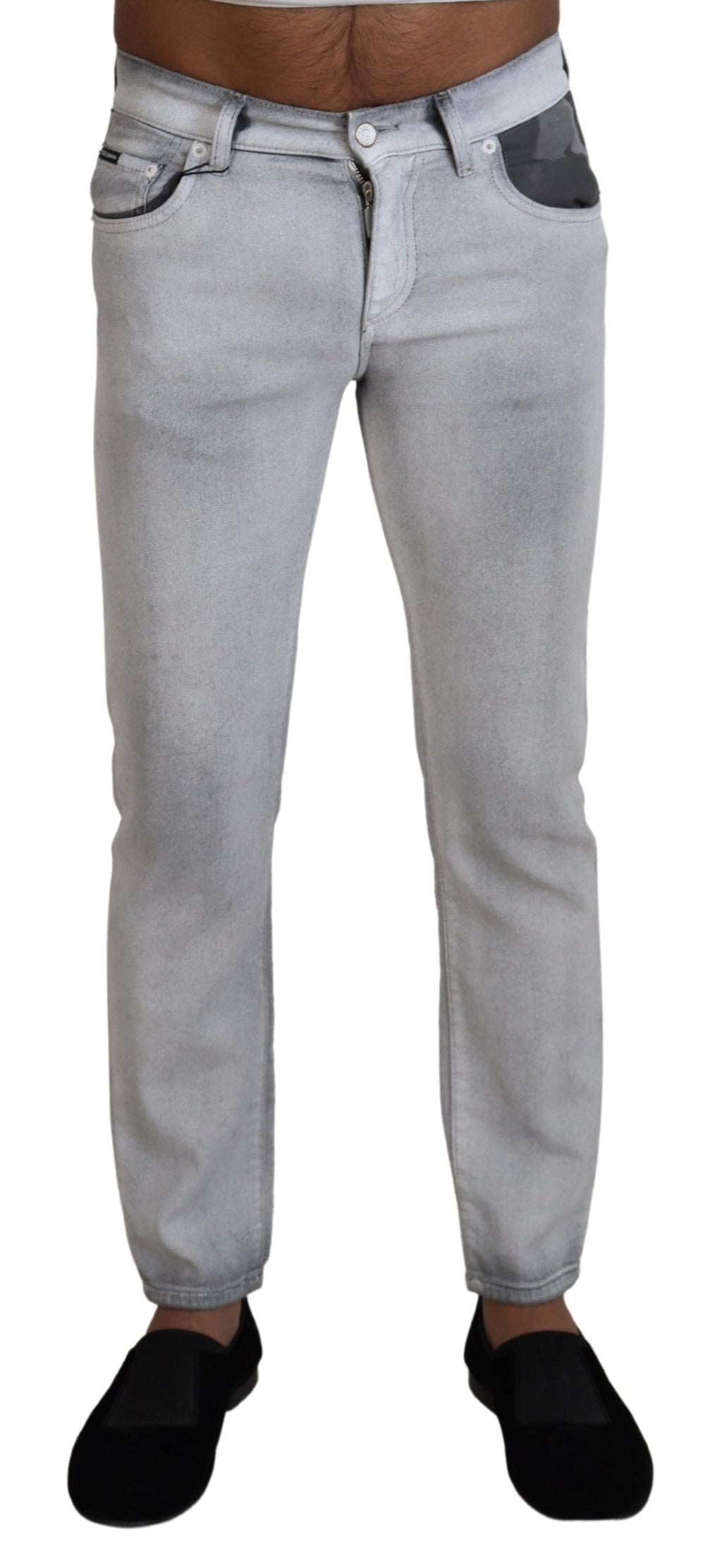 Dolce &amp; Gabbana Elegante Hose aus gewaschener Baumwollmischung in Grau