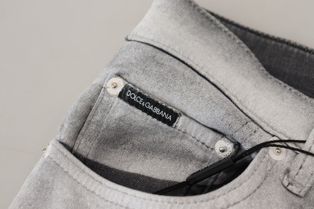 Dolce &amp; Gabbana Elegante Hose aus gewaschener Baumwollmischung in Grau