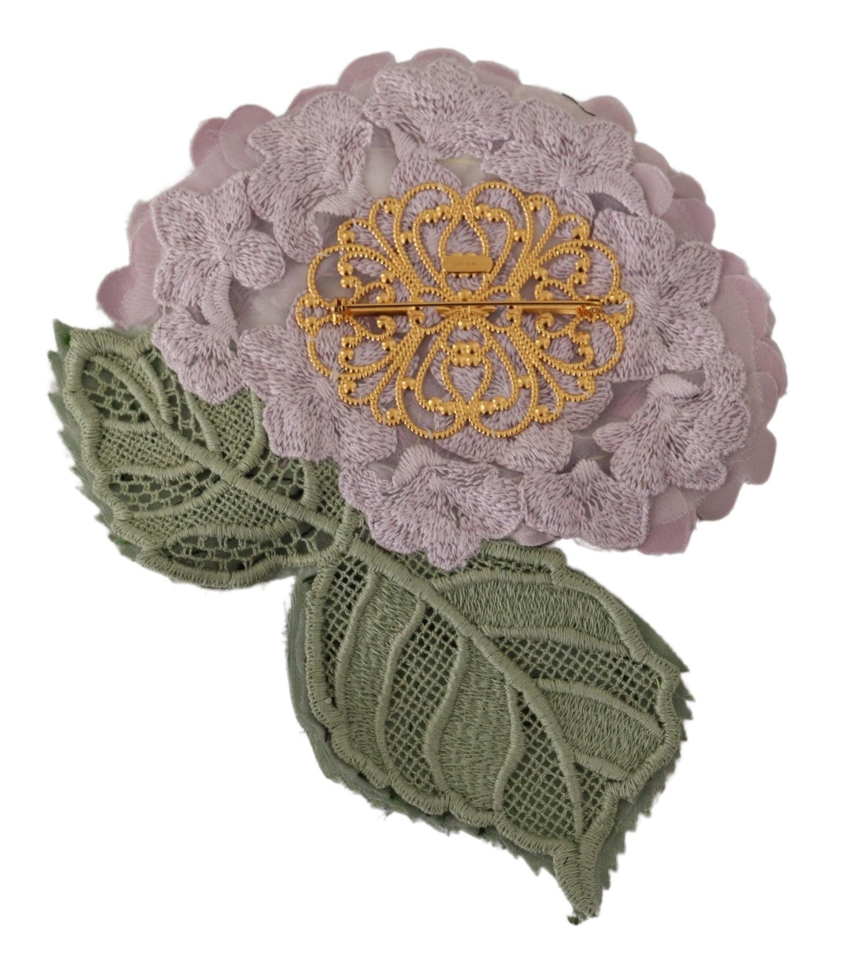 Dolce &amp; Gabbana – Elegante Brosche aus Seidenmischung mit Blumenmuster in Lila