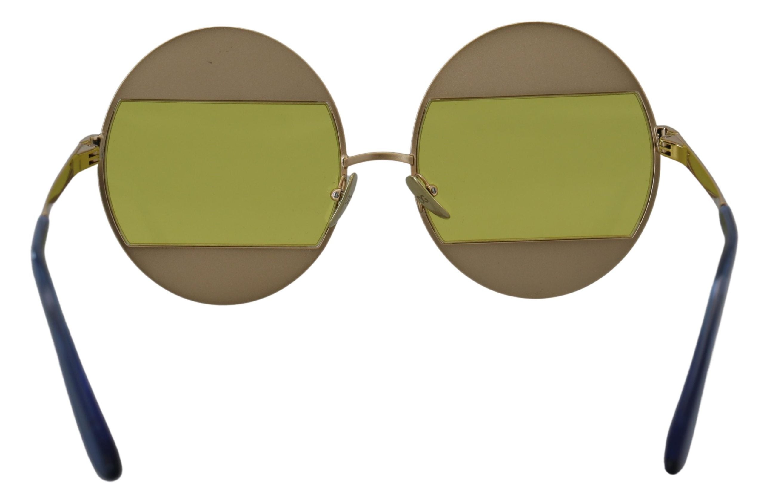 Dolce &amp; Gabbana – Ovale Sonnenbrille in Gold mit Kristallverzierung