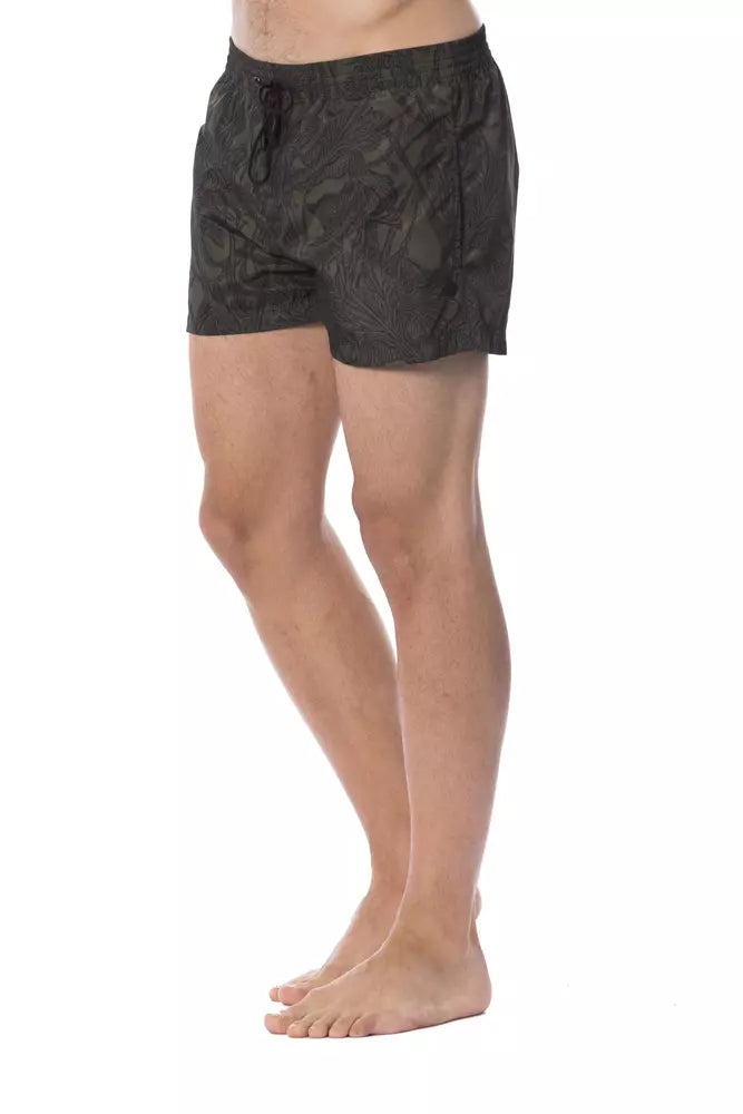Roberto Cavalli Sport Army Polyester Men's Swim Trunk