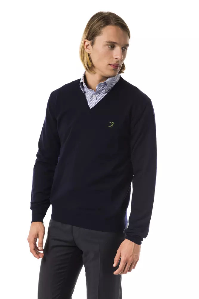 Uominitaliani Blue Merino Wool Men's Sweater