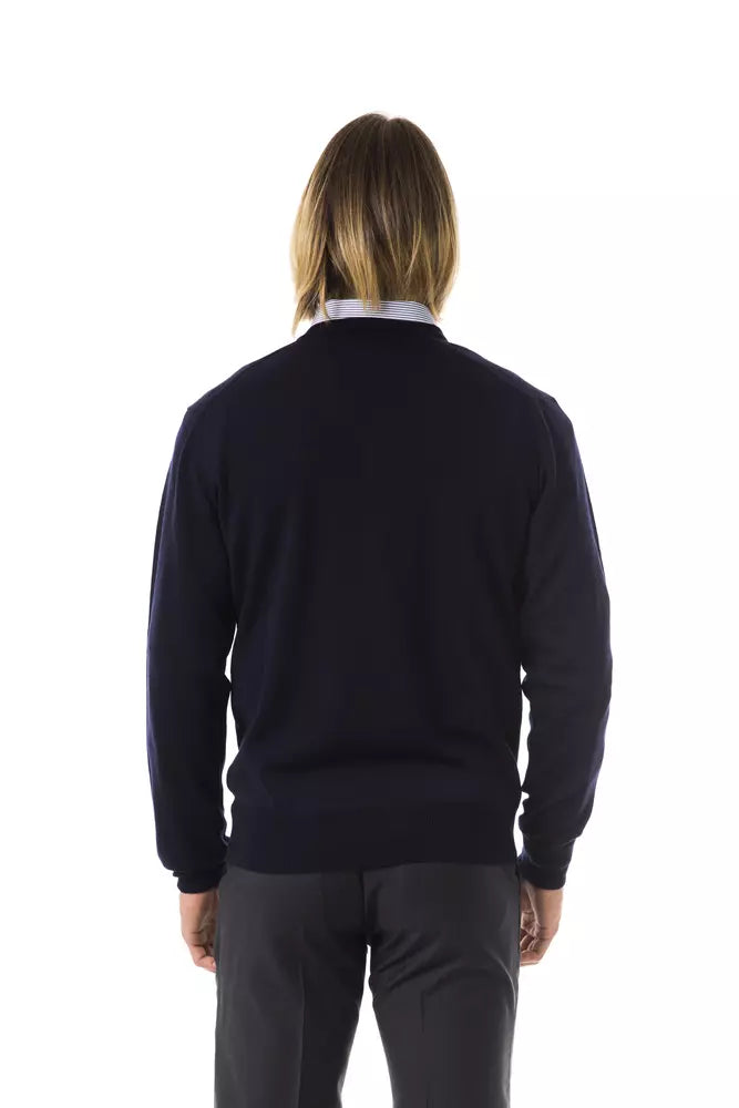 Uominitaliani Blue Merino Wool Men's Sweater
