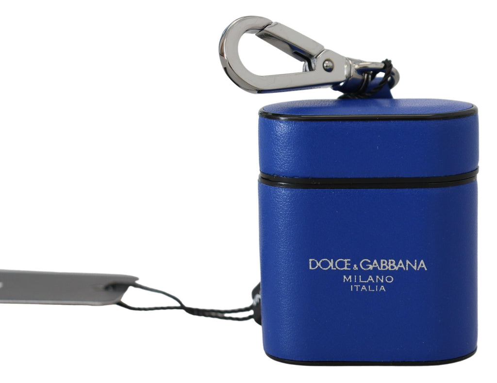 Dolce &amp; Gabbana – Elegante Airpods-Hülle aus blauem Leder