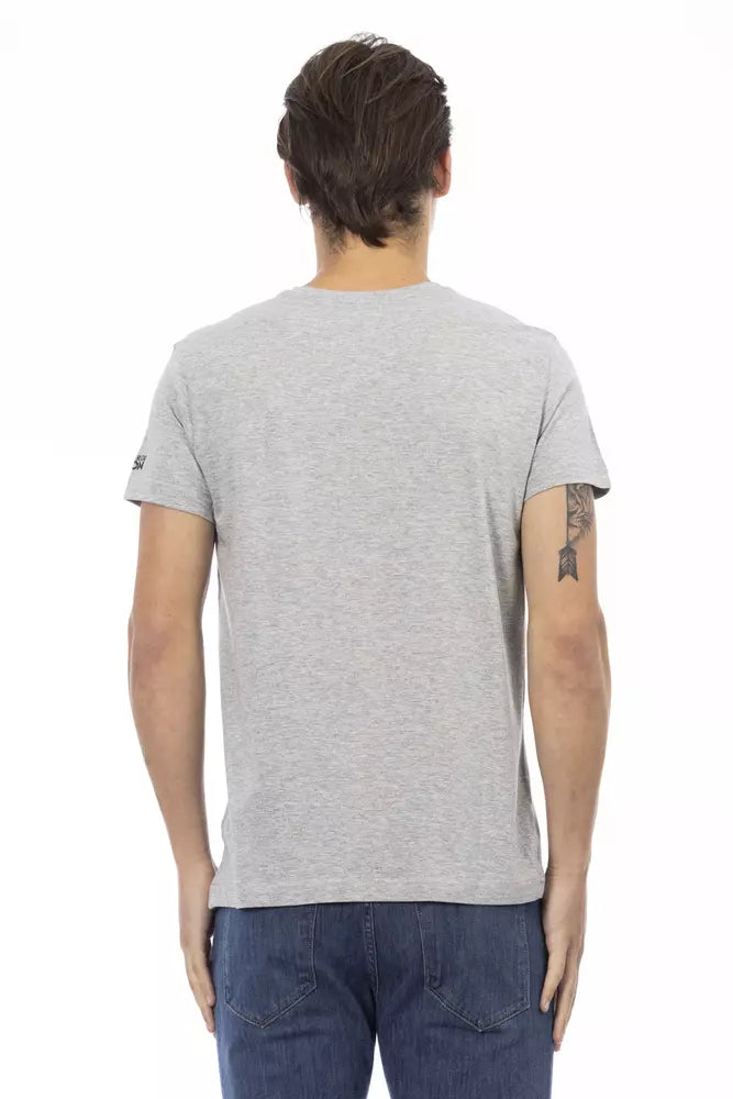 Trussardi Action Graues Herren-T-Shirt aus Baumwolle