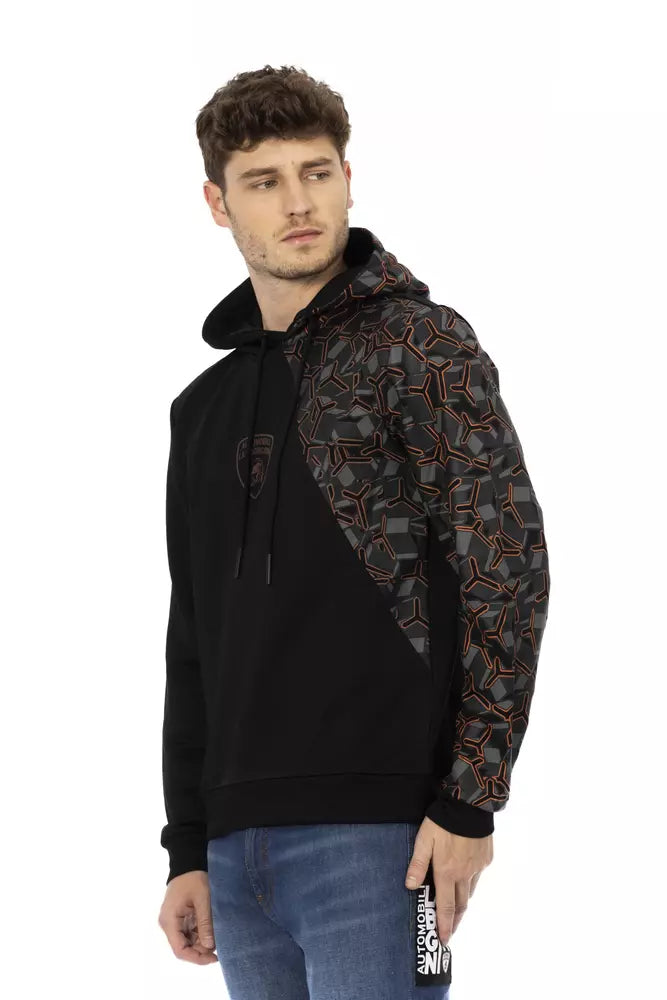 Automobili Lamborghini Black Cotton Men's Sweater with Hood