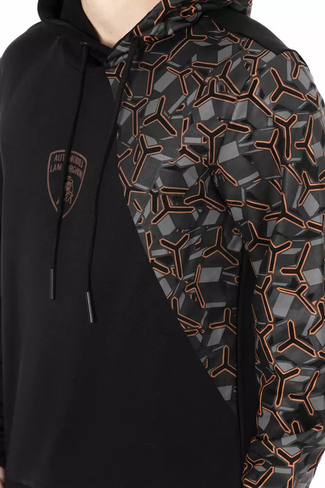 Automobili Lamborghini Black Cotton Men's Sweater with Hood