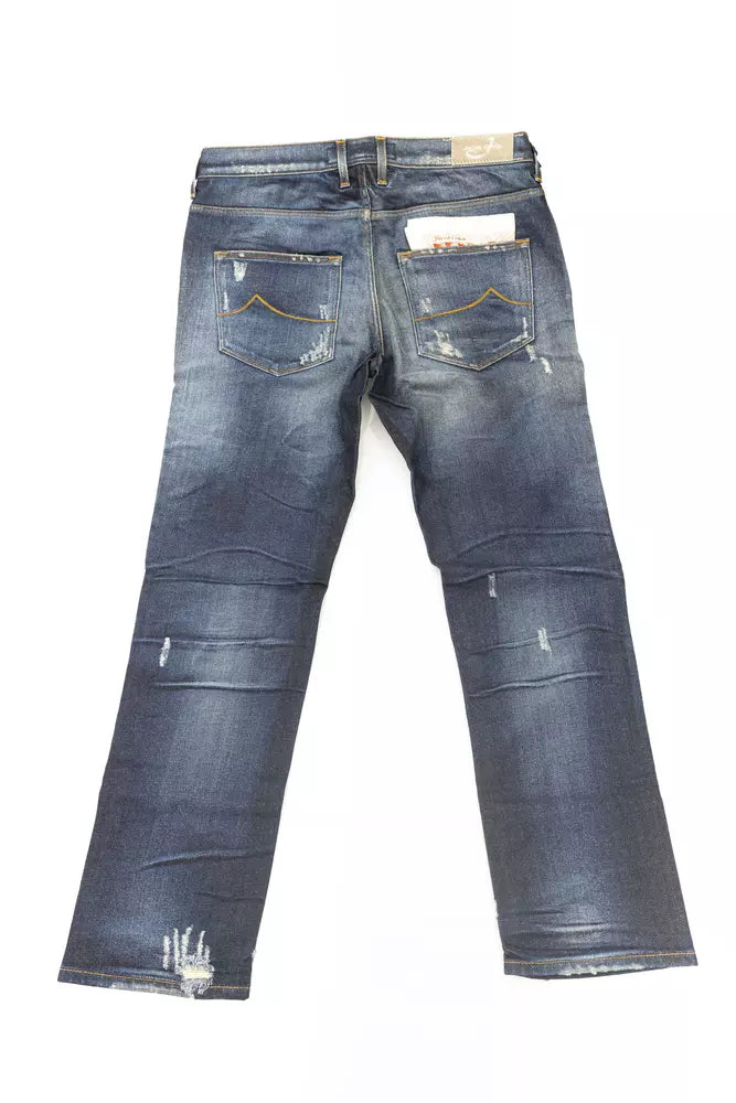 Jacob Cohen Blue Cotton Women Jeans with Straight Leg and Small Rips